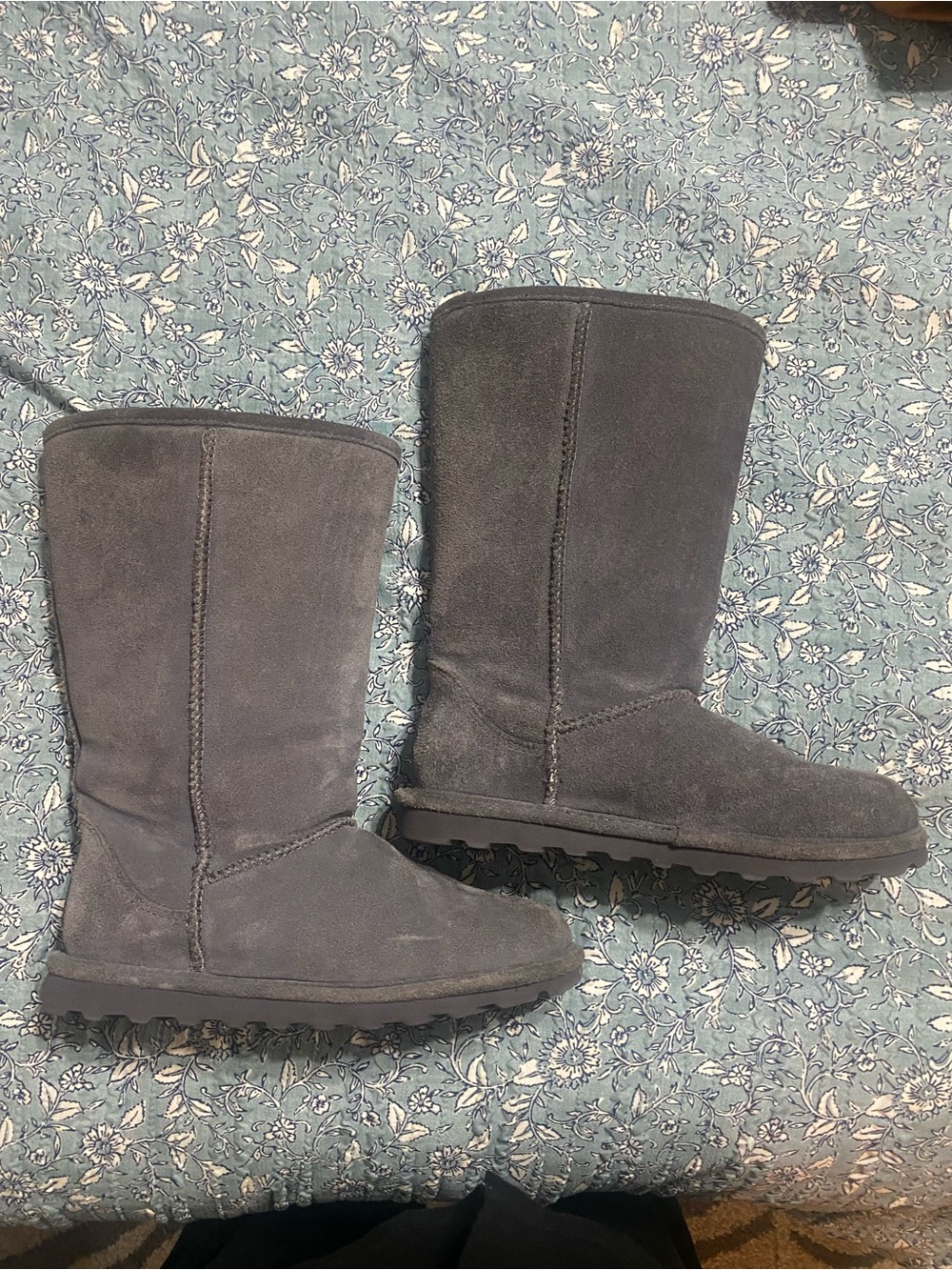 BearPaw Tall Suede Boots - Charcoal Gray 9